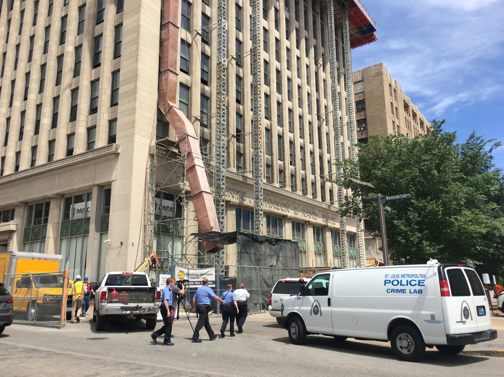 Police outside Washington Avenue construction site